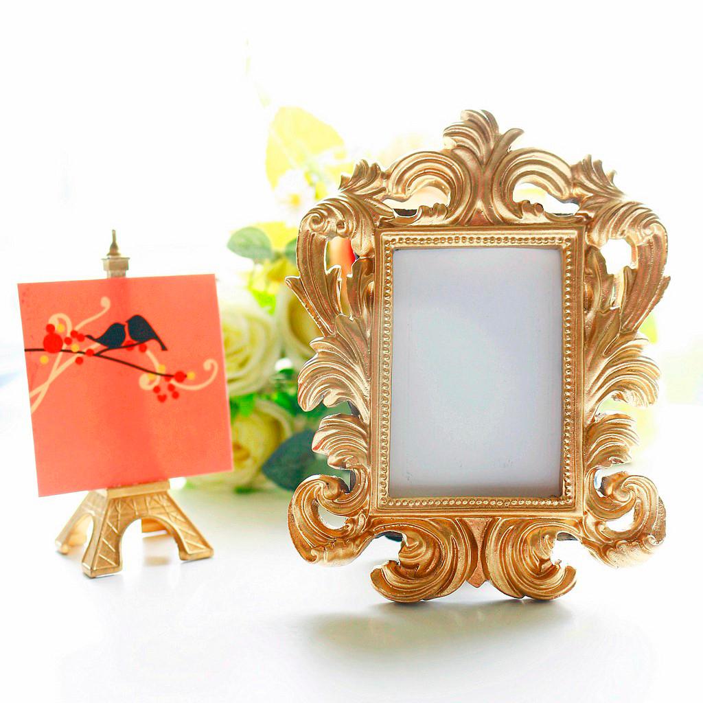 Gold Resin Stand Picture Frame - Vintage Style Photo Frame Wedding Home Decor Party Favor Bridal Anniversary Frame