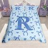 Homewish Girls Blue Bowknot Duvet Cover Set, Princess Style Bed Set, Monogrammed Bow Quilt Cover Set