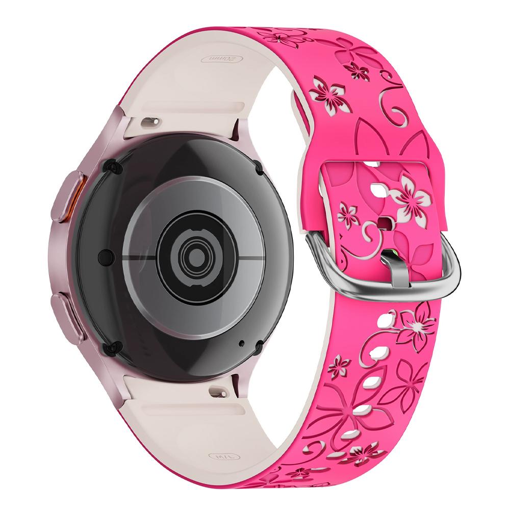 Band for Samsung Galaxy Watch 7/5 Pro/4 6 Classic 40 44mm Engraved flower Silicone Sport Bracelet correa Galaxy Watch 7 Straps