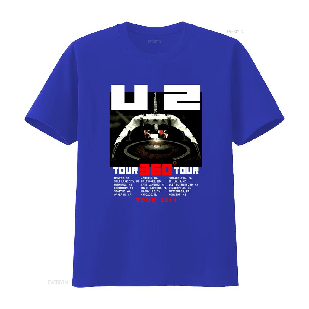 U2 360 Tour 2011 Cities Dates T Shirt Fashion vintage Washed designer clothes Top For Everyday Wear Unisex fashion Slightly