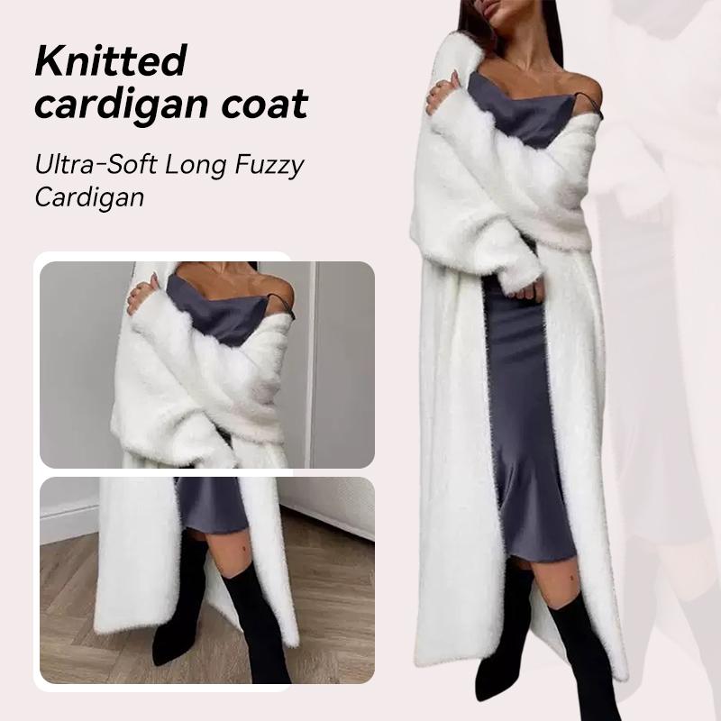 Cardigan lung de damă din blană artificială, cu deschidere în față, Palton de iarnă, Îmbrăcăminte exterioară moale, pufoasă și călduroasă, Jachetă elegantă