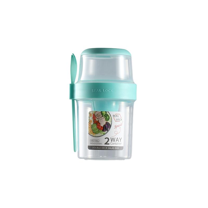 

870ML Overnight Oats Jars with Spoon and Lid Milk Fruit Salad Food Storage Jars Portable Cereal Breakfast Cups Kitchen Supplies зелений