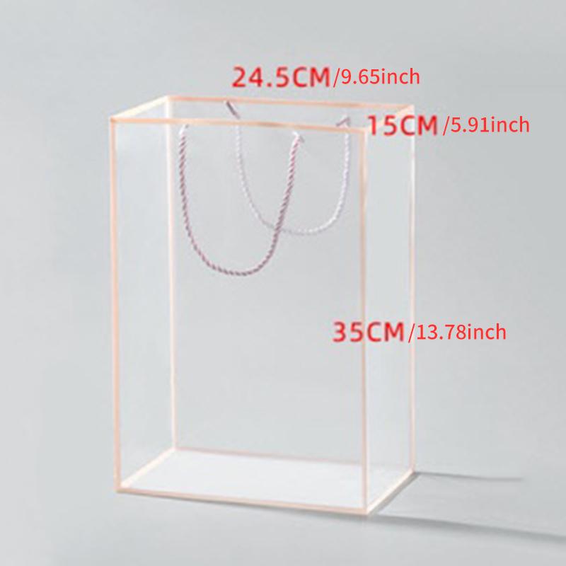 10pcs Transparent Plastic Gift Bag For Flowers Bouquet Wedding Festival Party Favors Packing Handbag Candy Box 35cmx15cmx24.5cm
