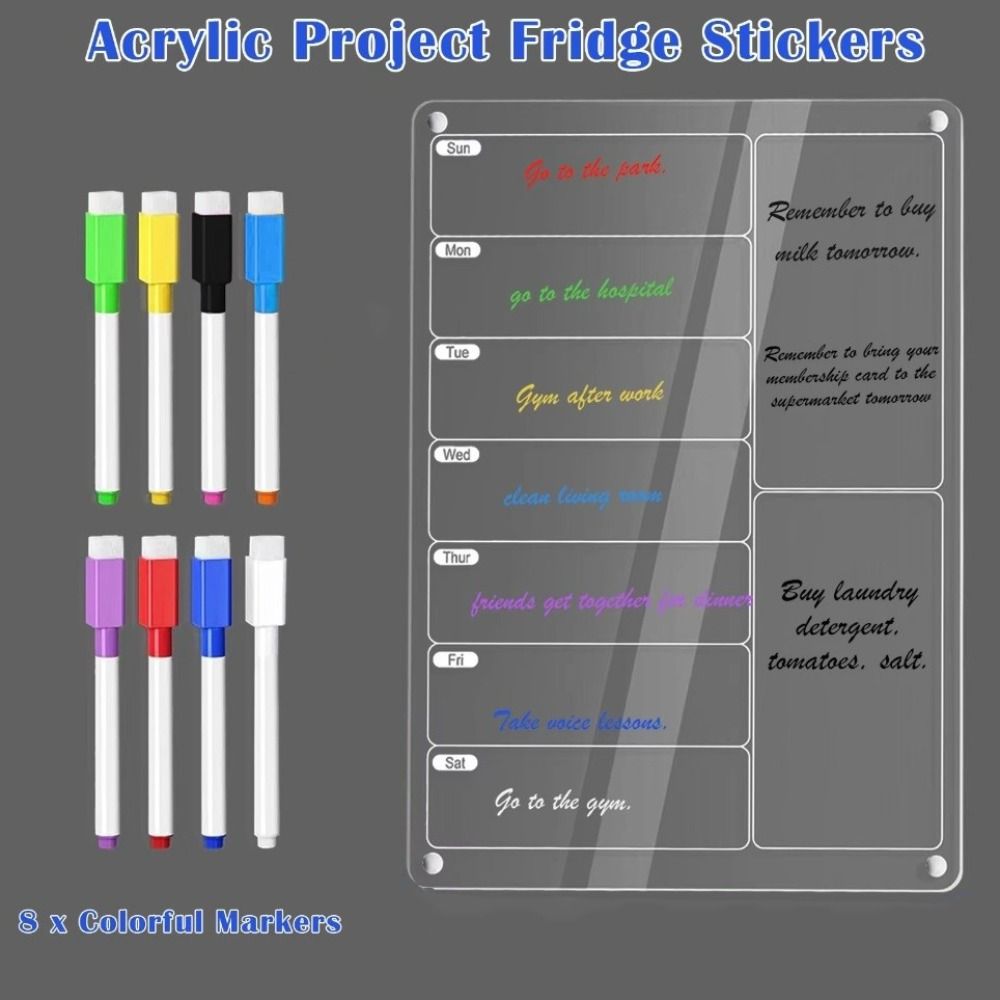 Multifunctional Fridge Weekly Calendar Erasable Memo Board  for Grocery Shopping List & Chore