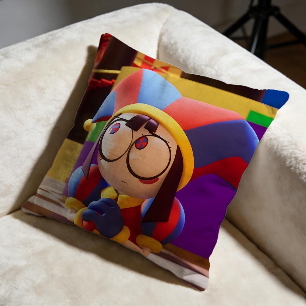 Hot TThe Amazing Digital Circusable Cushion Cover Soft Decorative Pillow Case Suitable for Bedroom Sofa Car Travel Use