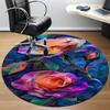 1PC Roses, Blooms Office Round Area Rug, Indoor Mat Suitable ForOffice, Under Office Chairs Bedroom Living Room Home Decor, Room Deco g031