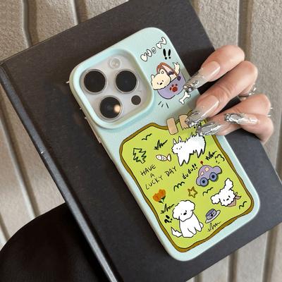 Phone Case for iPhone 11 13 XR XS Max Case iPhone 12 14 15 16 Pro Max 12 Pro 15 Plus Leather Painted Waterproof Drop-proof and Wear-resistant Cartoon