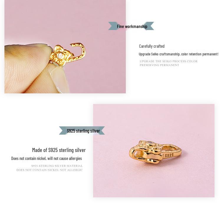 S925 Sterling Silver Zircon Spring Lobster Clasp End Cap for DIY Bracelets and Necklaces