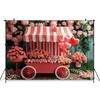 Mocsicka Valentine's Day Photo Backdrop Rose Pink Striped Float Balloons Flowers Wallpaper Decorations Woman Wedding Backgrounds