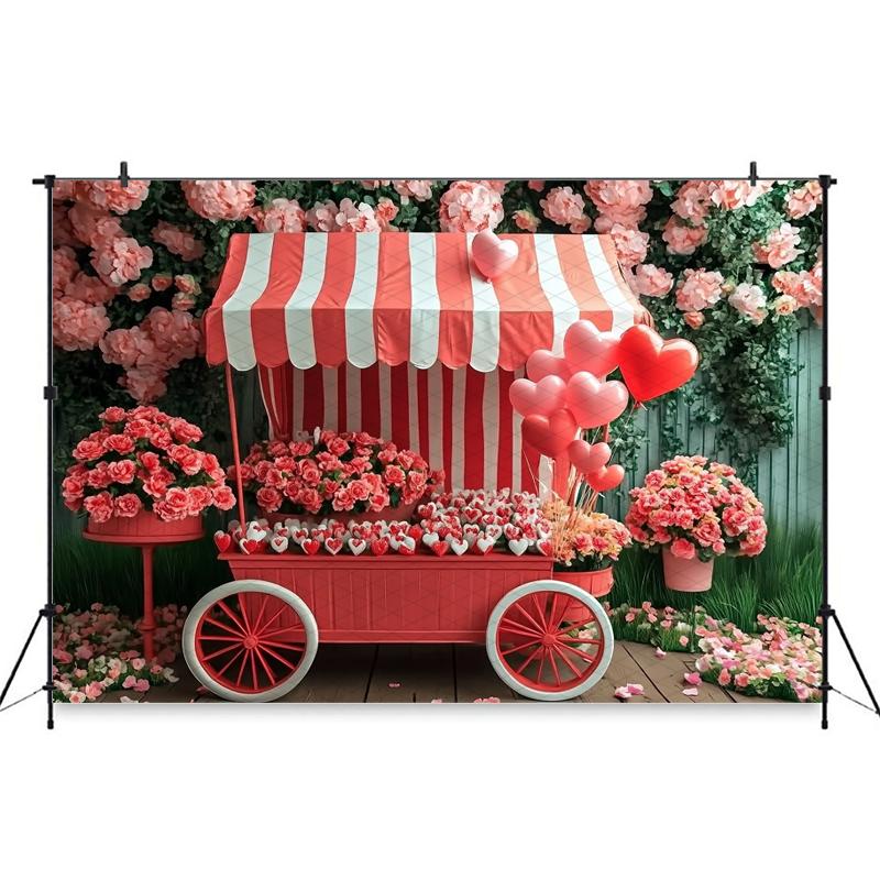 Mocsicka Valentine's Day Photo Backdrop Rose Pink Striped Float Balloons Flowers Wallpaper Decorations Woman Wedding Backgrounds