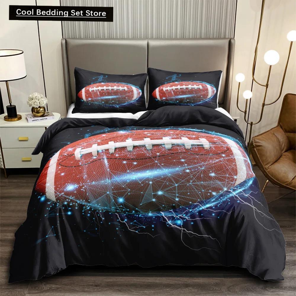 Juego de Funda Nórdica de Fútbol 3D Deportes Juego de Ropa de Cama de Fútbol Funda de Almohada para Niños Adolescentes Tamaño Doble Queen King Poliéster Funda de Edredón