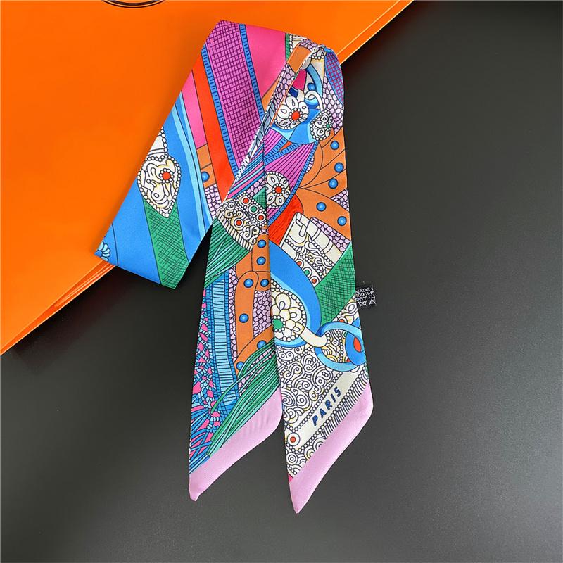 Bag Scarf Women Twill Silk Scarf Skinny Scarves Ladies Gem Belt  Design Wrist Towel Foulard  Neckerchief Headband