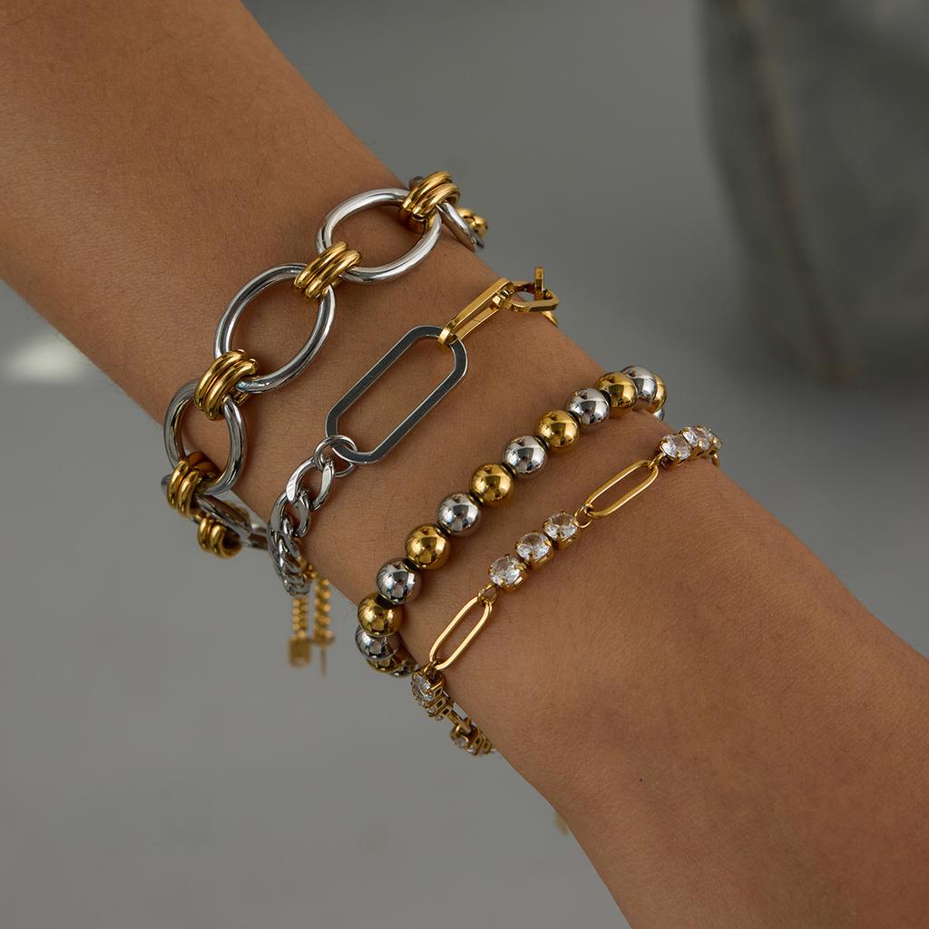 Youthway Unisex Stainless Steel Chain Bracelet Waterproof Jewelry Accessories Gold&Silver Color Minimalist Wide Chain Bracelet