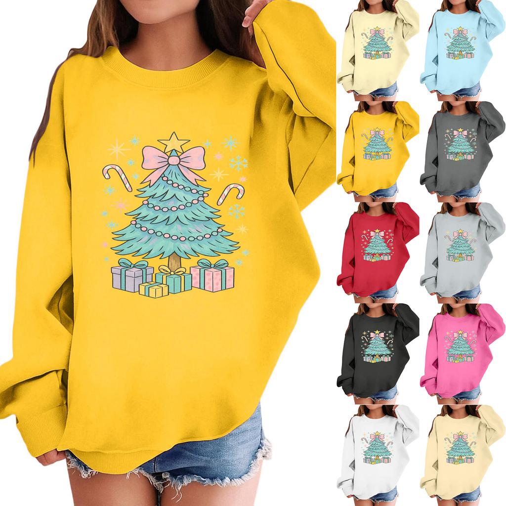 Children's Fashionable Casual Long-sleeved Loose Christmas Print Pullover Sweatshirt