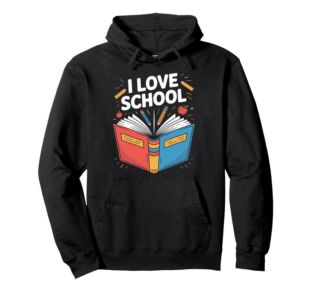 I Love School Colorful Books Pencils Apples Hoodie