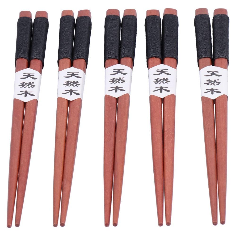 5Pairs Wrapped Twine Handle Japanese Chopsticks Solid Wood Retro style Chopsticks Table Matching