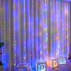 USB 3x1M Curtain String Lights 100 LED Fairy Lights with Remote Control 8 Modes Copper Wire for Room Window Christmas Wedding Party Decor