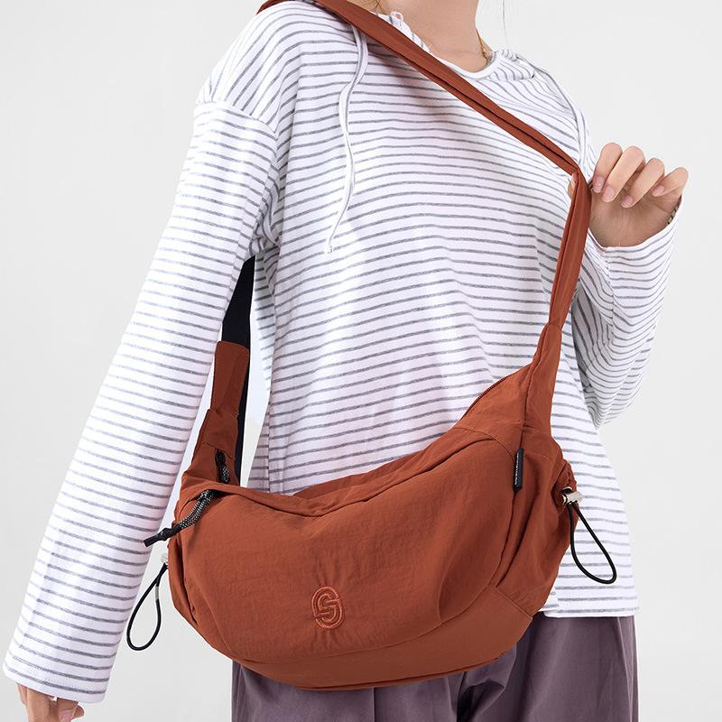 Casual Oxford Cloth Messenger Bag Women's Bag New Campus Sports Style Solid Color Foreign Style Canvas Bag Large Capacity Dumpling Bag