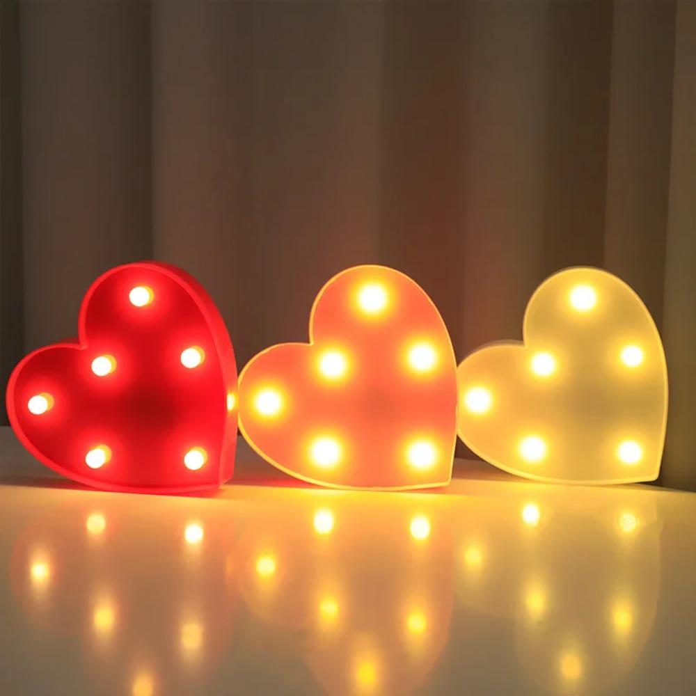 Romantic Night Light Ornament Red Pink Heart Marquee Table Lamp Love Heart LED Lamp  Anniversary