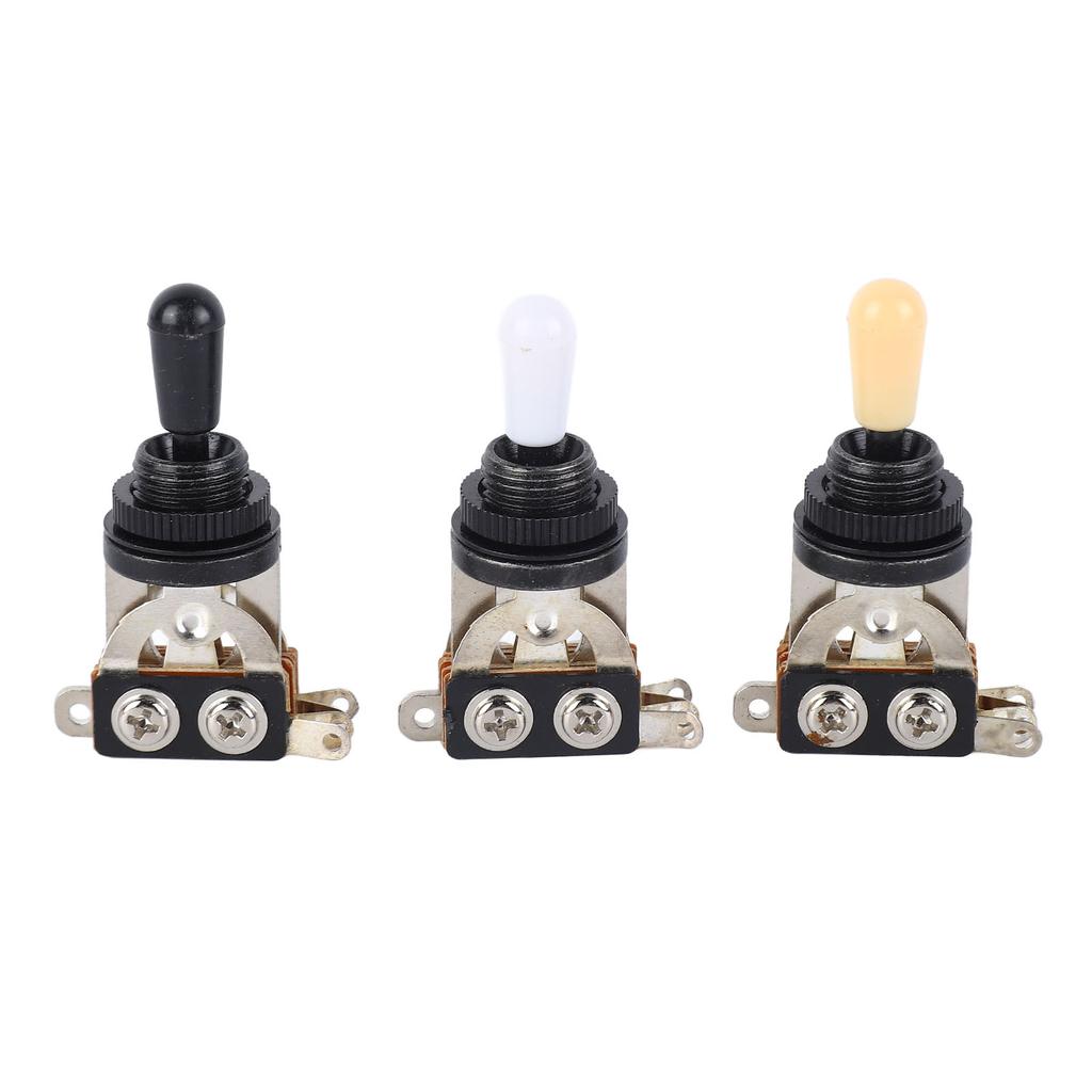 3pcs 3 Way Guitar Toggle Switches Short Straight Switch with Black White Cream Tips for Electric Guitar Black