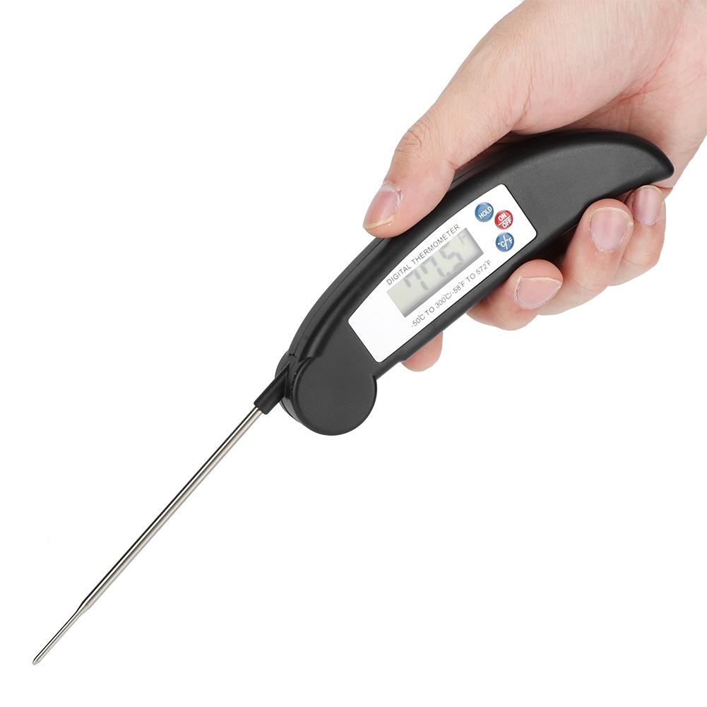 Folding Waterproof LCD Digital BBQ Grill Thermometer Kitchen Cooking Food ThermometerBlack