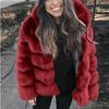 Europe and The United States Hot Sale Fur Coat with Hood Splicing Coat Imitation Fox Fur Fur Faux Fur