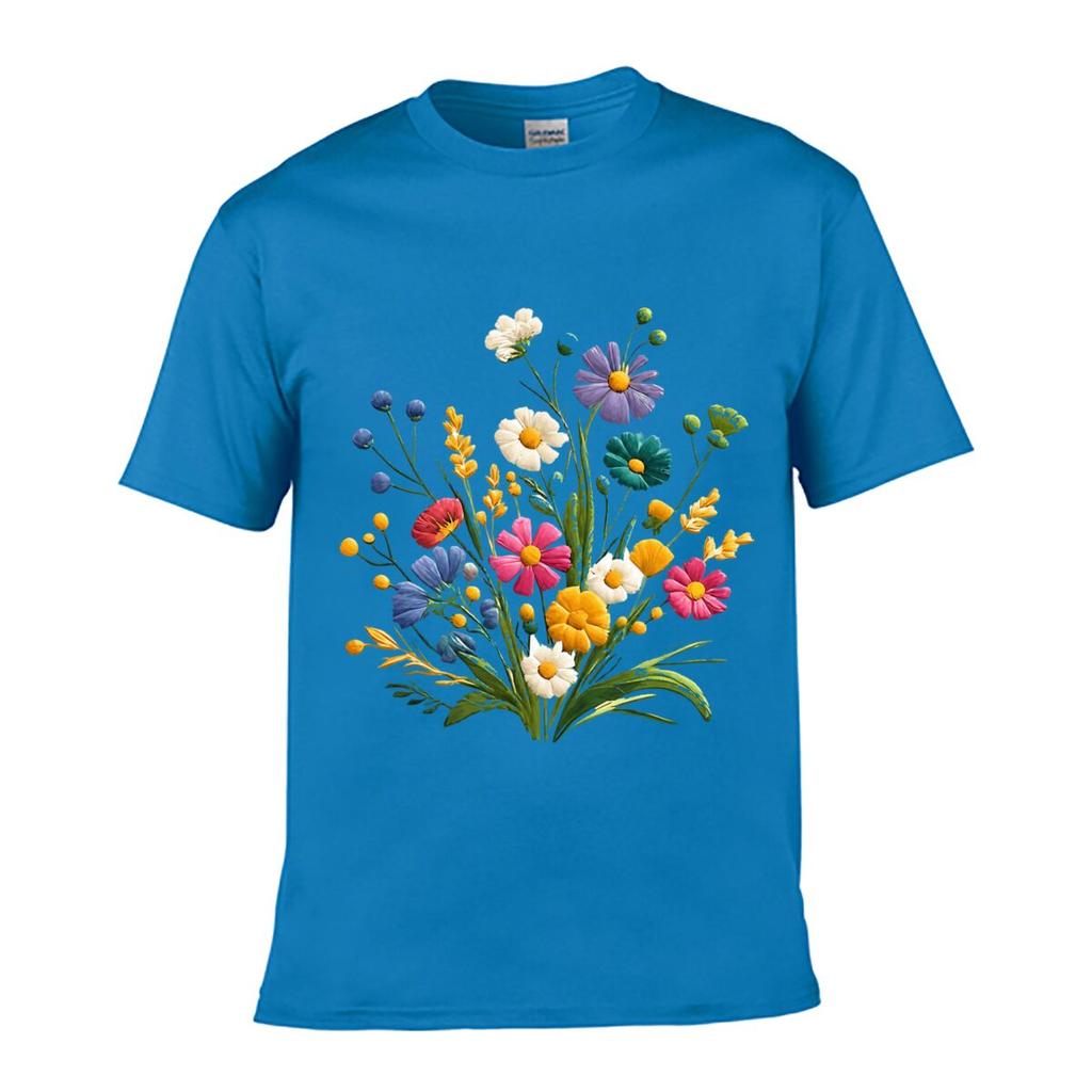 Wildflower Bouquet Colorful Mixed Flowers Botanical Floral Graphic Unisex Summer Tshirt Top