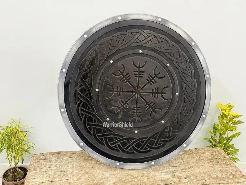 Medieval Handmade Shield Helm Carved Shield