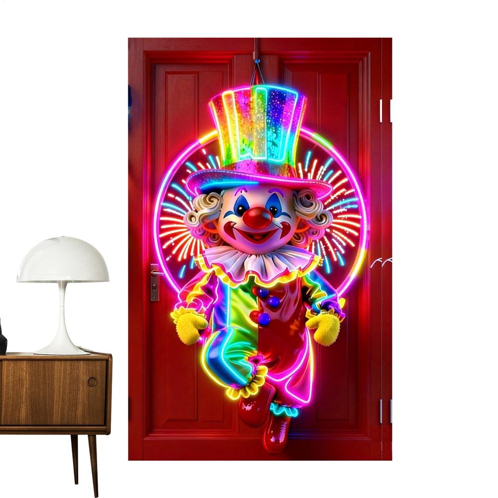 Carnival Door Banner 35.4x70.8 Inches Cartoon Holiday Backdrop Front Door Banner For Storefront Entrance Party Apartment School