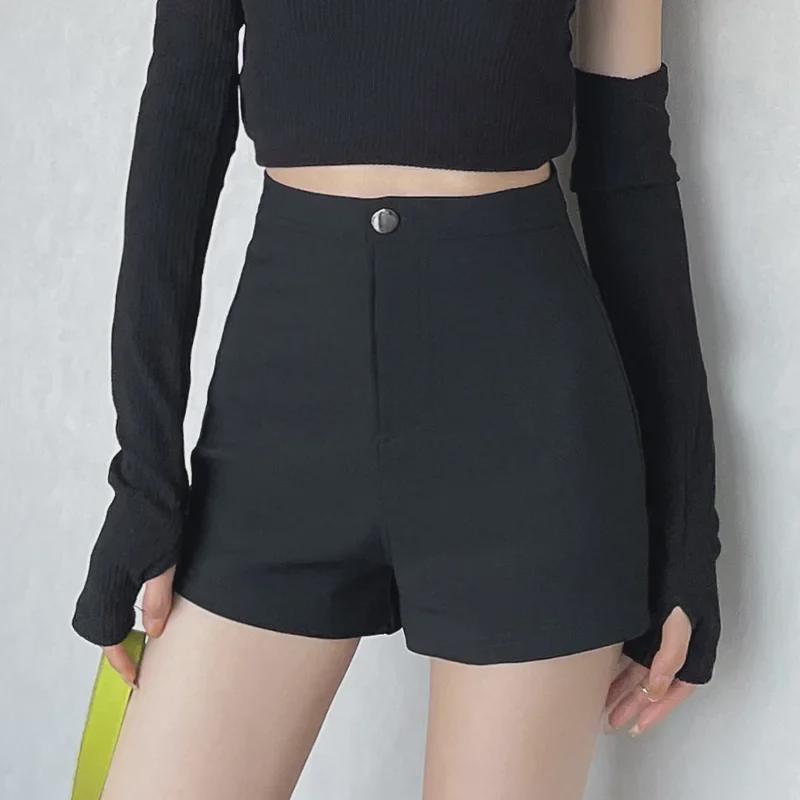 2023 Winter Velvet High Waist Black Slim Shorts - Women's Trendy All-Match Boots Outerwear.
