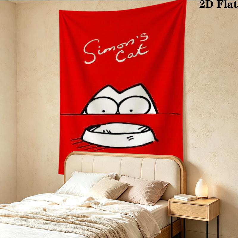 Simon'S Cat Wall Tapestry Aesthetic Wall Hanging Printed Fabric Blanket Decorative Tapestries For Bedroom Living Room Home Decor