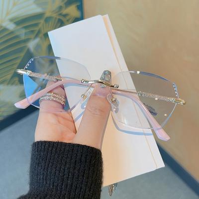 Rimless Square Reading Glasses Blue Light Blocking Computer Eyeglasses Fashion Reader Women Men Eyewear