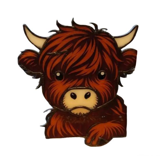 Hochlandrind Fenster Eckdekoration 3D Gedruckt Guckendes Hochlandrind Heim Büro Wohnzimmer Tür Fensterrahmen Ornament