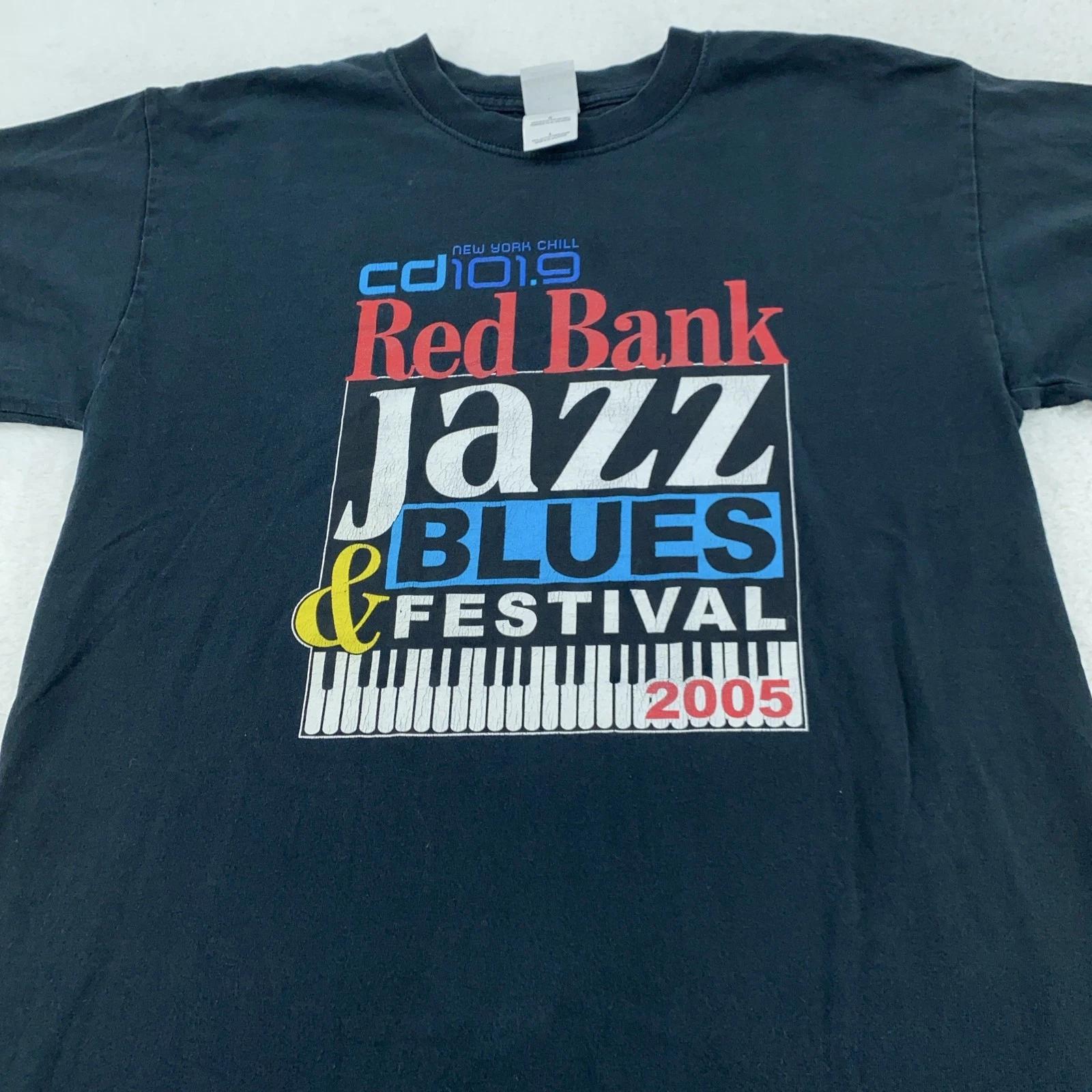 

Vintage Red Bank Jazz Blues Festival T-Shirt Mens Large Black 2005 Band Music L