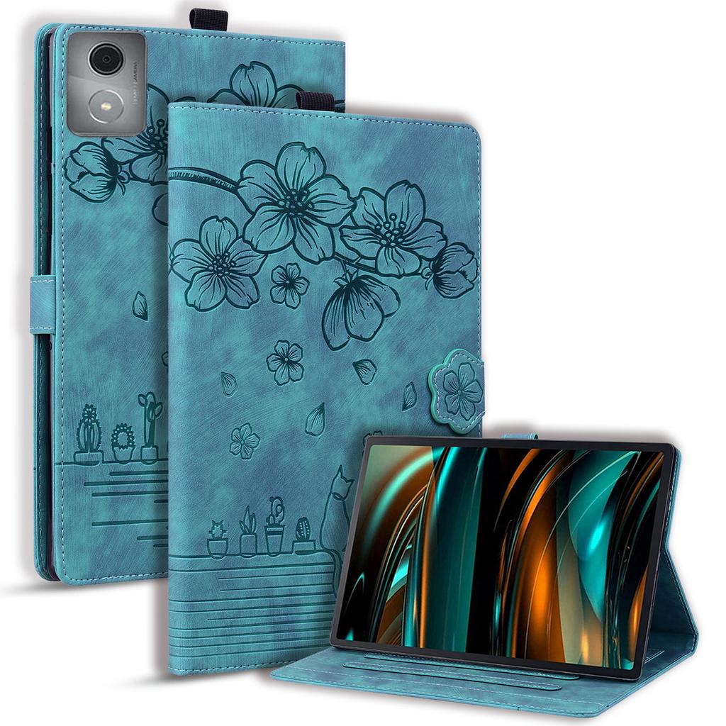 Für Lenovo Tab M11 Plus/Tab K11 Plus Hülle Leder Ständer Tablet-Hülle Blume Katze Kartenfächer