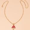 European Retro Red Mushroom Pendant Necklace: Elegant Women's Clavicle Chain with Drip Oil Finish