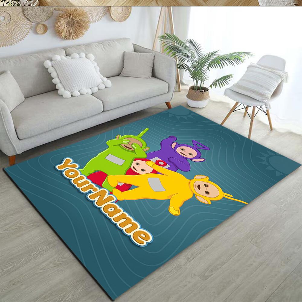 Teletubbies Customizable Name Floor Mat Design for Outdoor Game Room Study Room Kitchen Anti-slip Rug Anime Office Decor Birthday/Christmas Gift
