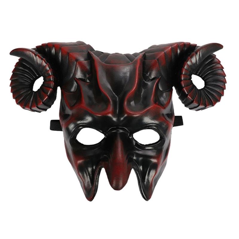 Devil Mask Ox Horn Mask Halloween Demons Mask Masquerade Mask Scary Devil Mask