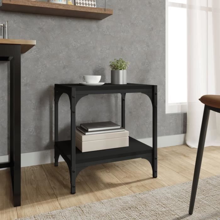 819302 vidaXL Meuble TV Noir 40x33x41 cm Bois d'ingénierie et acier