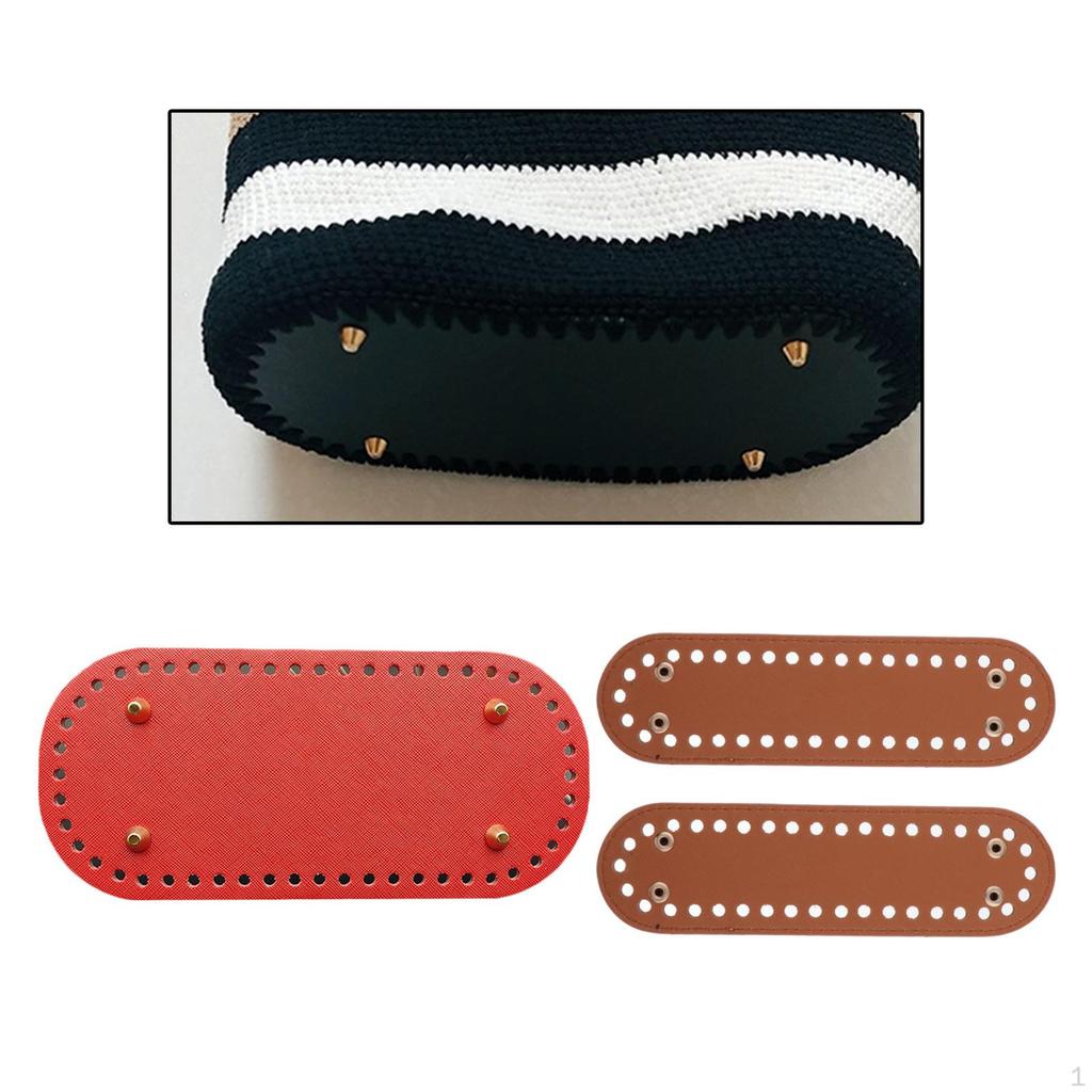 3pcs PU Leather Pre Drilled DIY Knitting Crochet Shoulder Bags Nail Bottom Pad Weaving Pet