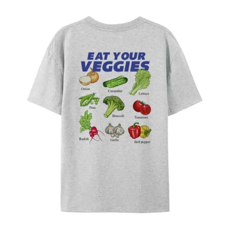 

Женская футболка в стиле ретро с овощным принтом, футболка в стиле харадзюку Y2k для уличной моды, футболка с гранж-эстетикой, вегетарианская футболка, нейтральный модный топ 4XL