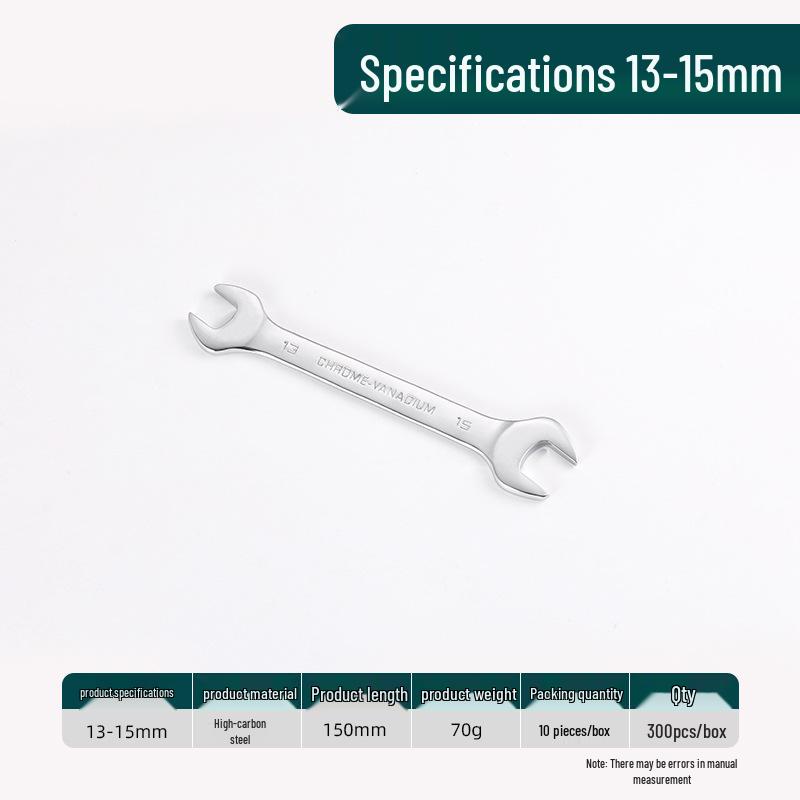 Ruwei Tools Double-Ended Mirror Finish Open-End Wrench, 8-10mm, Multi-Size