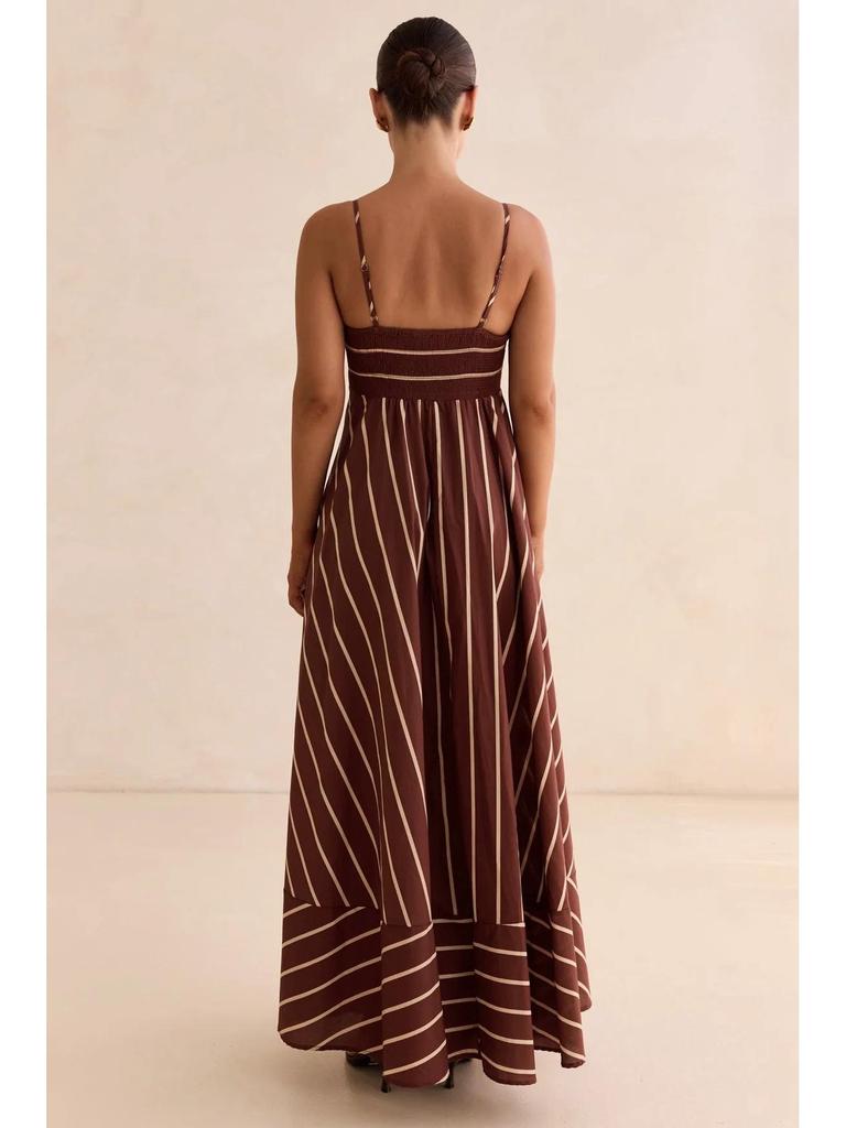 Striped Sleeveless Backless Camisole Dress - Fresh & Casual, Wide Hem (2026).