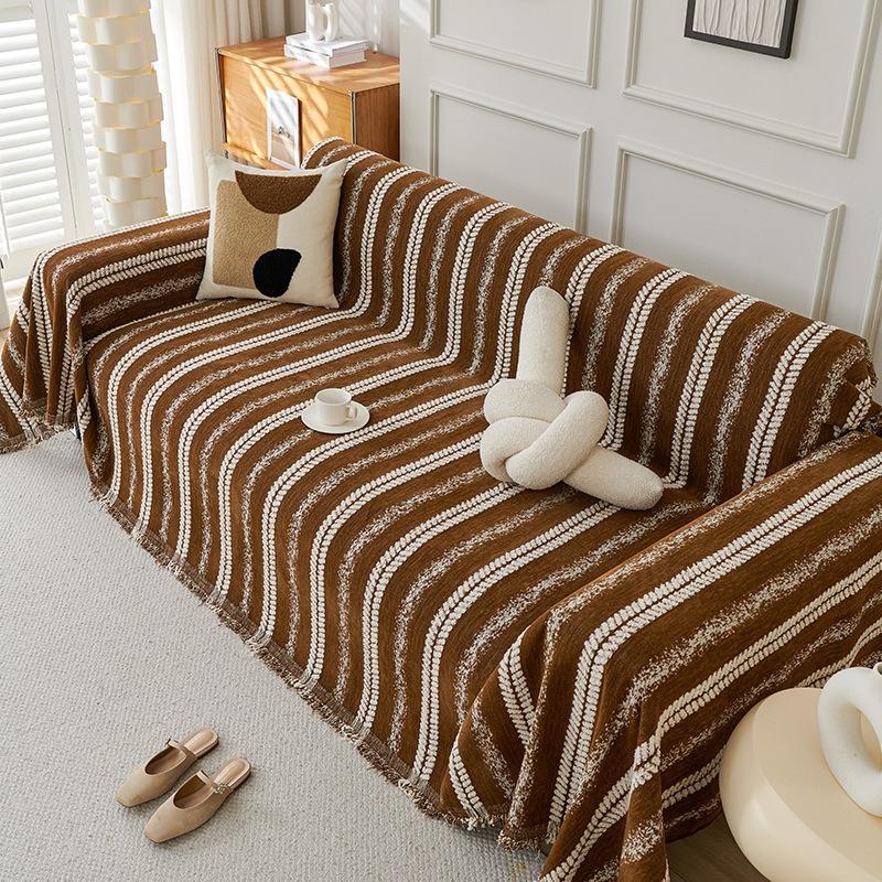 Modern Minimalist Sofa Towel Luxurious Solid Color Chenille Sofa Protective Cover All Seasons Universal Sofa Cover Cloth Gray