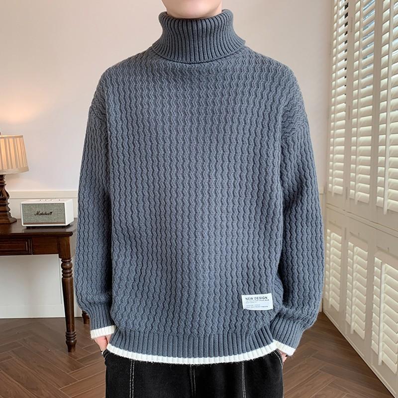 Trendy Brand Men's Winter Turtleneck Sweater, Fashionable and Versatile Sweater for Couples, Warm Base Shirt, Handsome Sweater