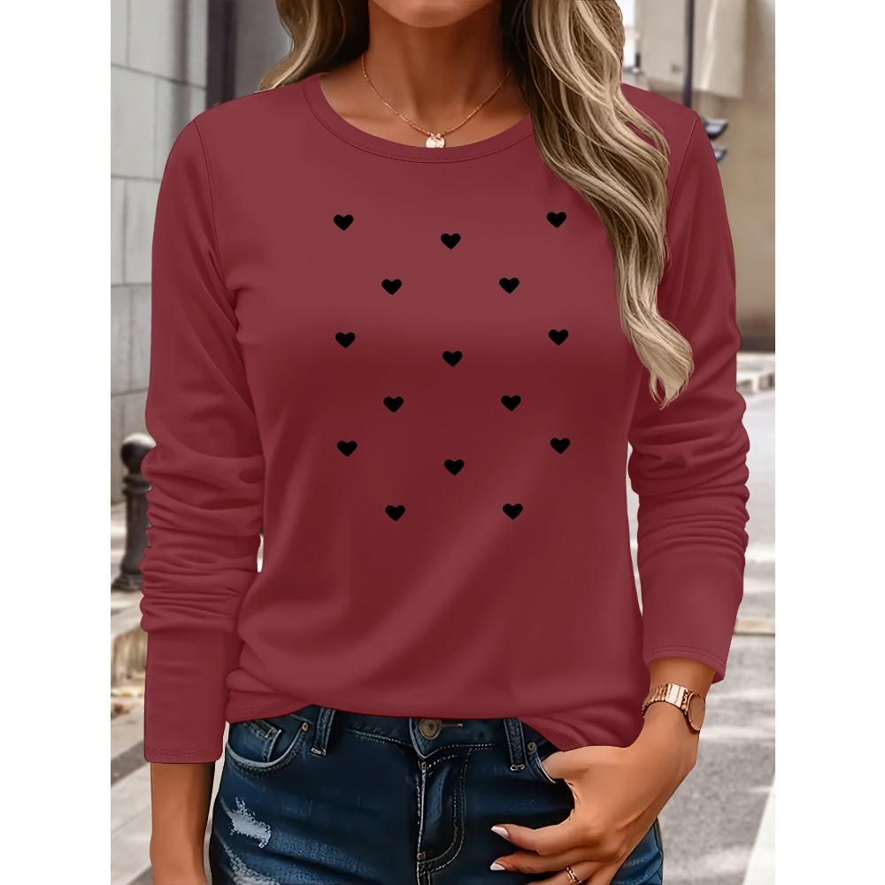 Long-sleeve Crew-neck T-shirt — Comfortable Autumn/winter Top, Machine Washable, Suitable for Casual Dresses
