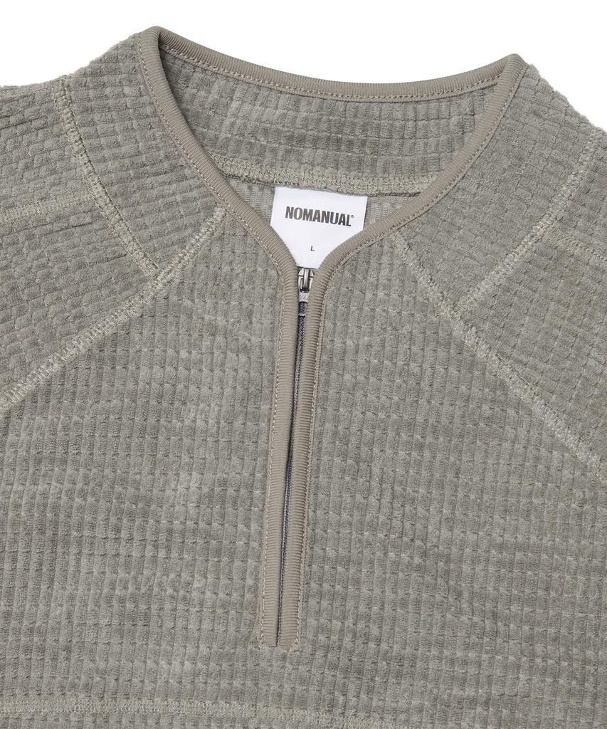 Nomaenyueol Heavy Waffle Half Zip-Up - Gray