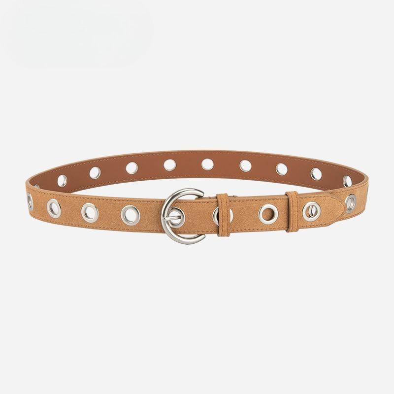 New Punk Style Genuine Leather Belt for Women Matte Fashion Versatile Jeans Decorative Trendy Belt for Women