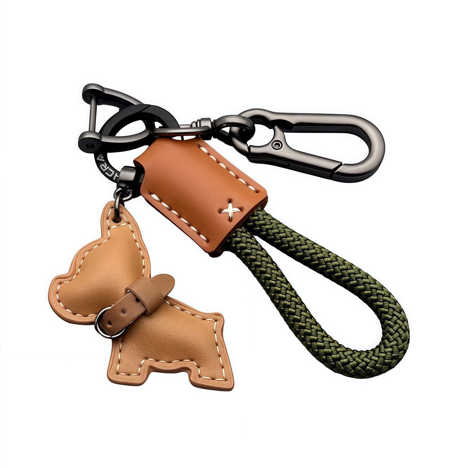 [Qianheng] Keychain, Car, Carabiner, Braided Leather, Bicycle, Keychain, Stylish Bike small size коричневый