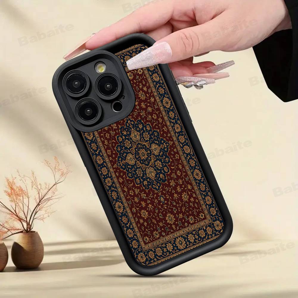 Persian Carpet Floral Art Phone Case For IPhone 17 16 15 14 Plus 13 12 11 Pro Max Air Soft Silicone Cover